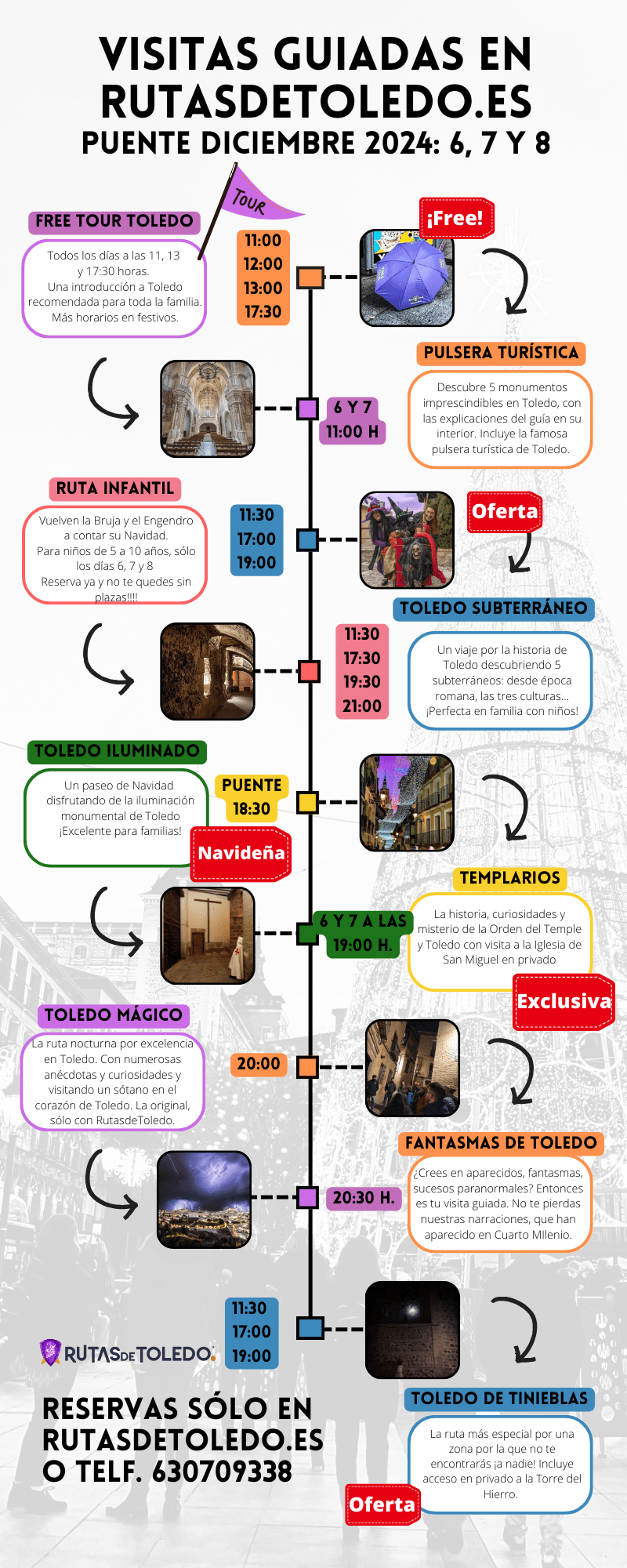 Infografía visitas guiadas puente de diciembre 2024 en Toledo