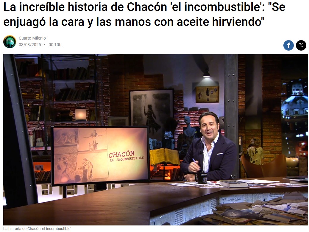 Faustino Chacón, el toledano incombustible en Cuarto Milenio con Luis R. Bausá