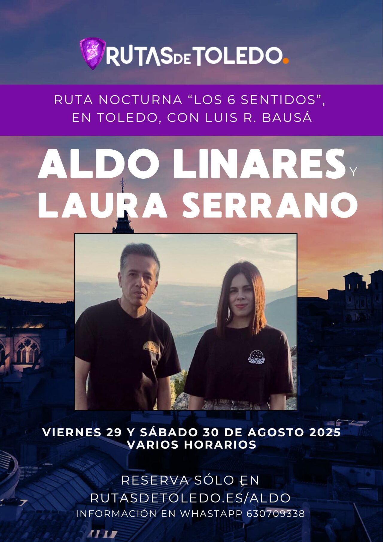 Cartel Visita guiada con Aldo Linares y Laura Serrano en Toledo - Agosto 2025